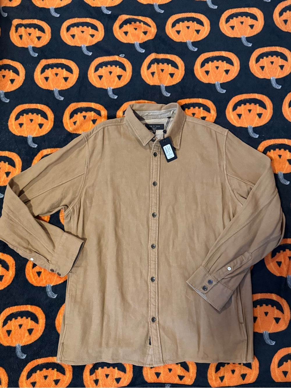 Men's Rag & Bone Austin Heavy Twill Tan Button Up Shirt NWT 350$ Retail